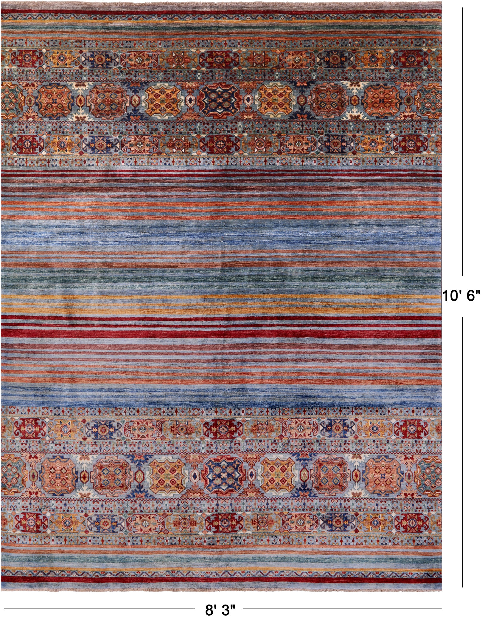 Khorjin Persian Gabbeh Handmade Wool Rug - 8' 3" X 10' 6" - Golden Nile