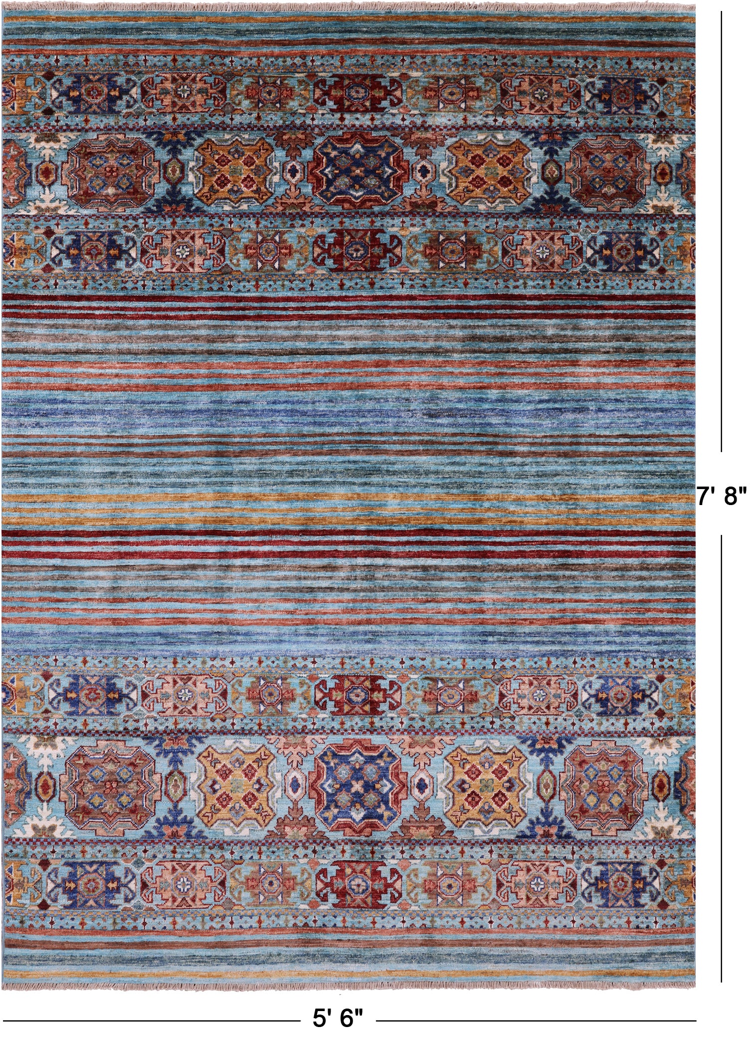 Khorjin Persian Gabbeh Hand Knotted Wool Rug - 5' 6" X 7' 8" - Golden Nile