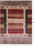 Tribal Persian Gabbeh Hand Knotted Wool Rug - 5' 2" X 6' 10" - Golden Nile