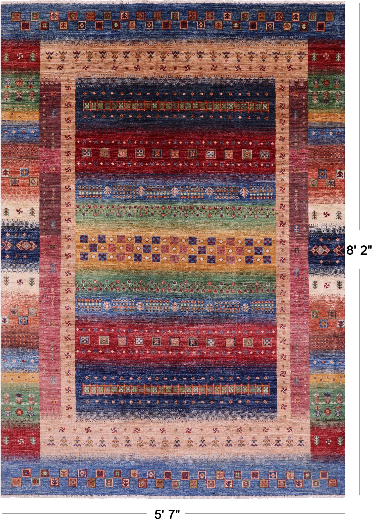 Tribal Persian Gabbeh Hand Knotted Wool Rug - 5' 7" X 8' 2" - Golden Nile