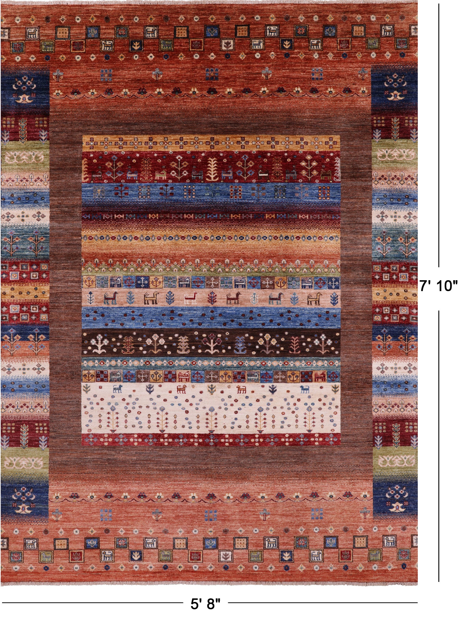 Tribal Persian Gabbeh Hand Knotted Wool Rug - 5' 8" X 7' 10" - Golden Nile