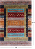 Tribal Persian Gabbeh Handmade Wool Rug - 5' 8" X 7' 11" - Golden Nile