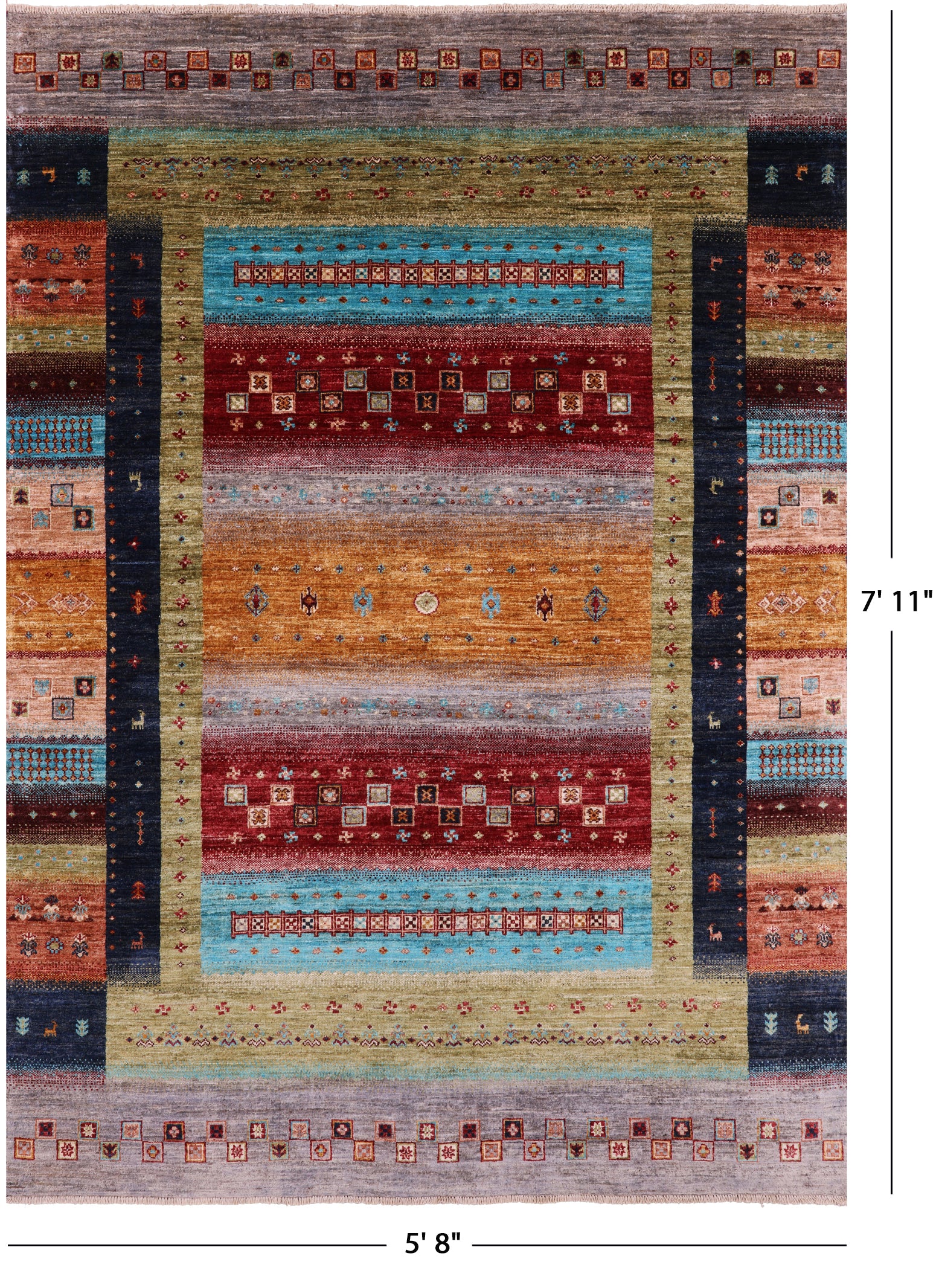 Tribal Persian Gabbeh Handmade Wool Rug - 5' 8" X 7' 11" - Golden Nile