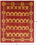 Red William Morris Hand Knotted Wool Area Rug - 8' 1" X 9' 10" - Golden Nile