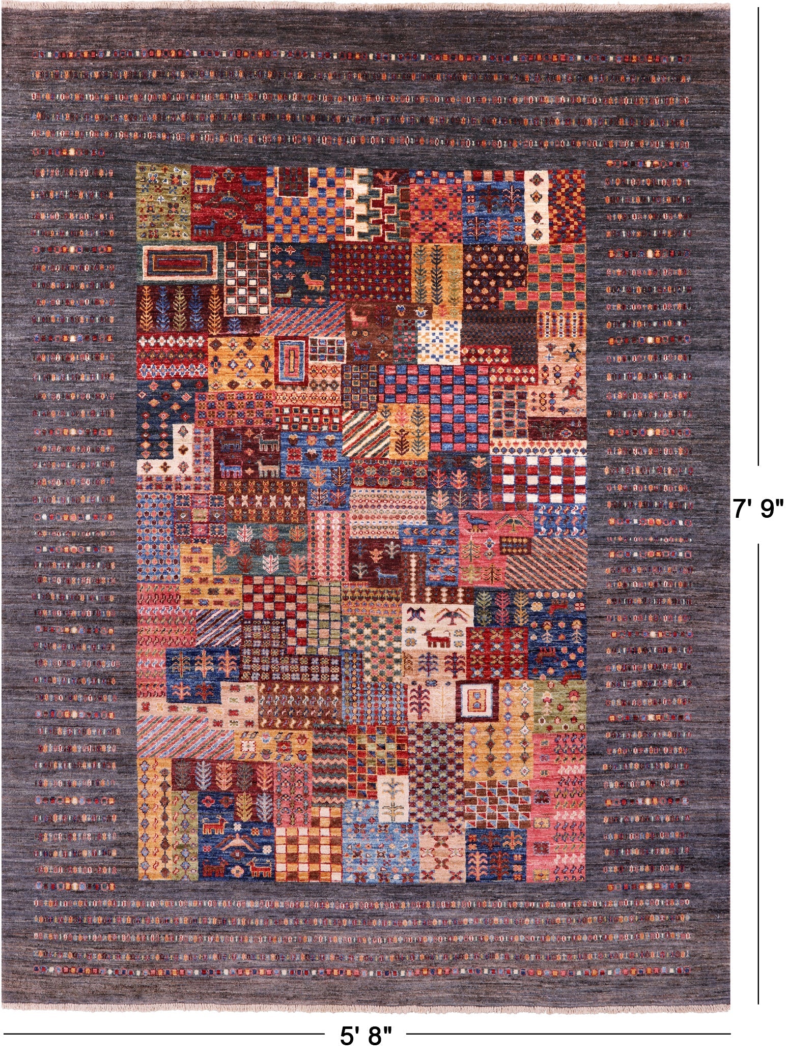 Tribal Persian Gabbeh Hand Knotted Wool Rug - 5' 8" X 7' 9" - Golden Nile