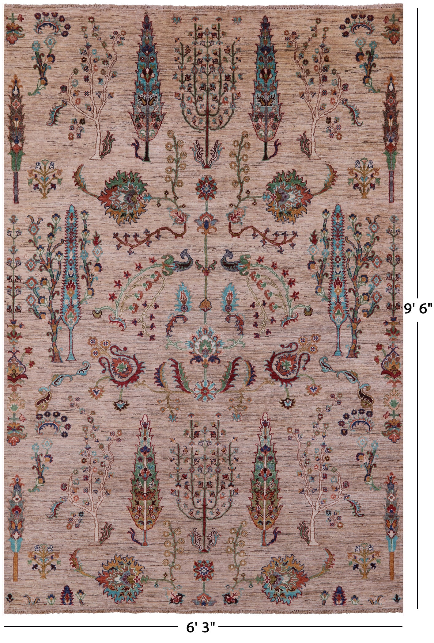 Tribal Persian Gabbeh Hand Knotted Wool Rug - 6' 3" X 9' 6" - Golden Nile