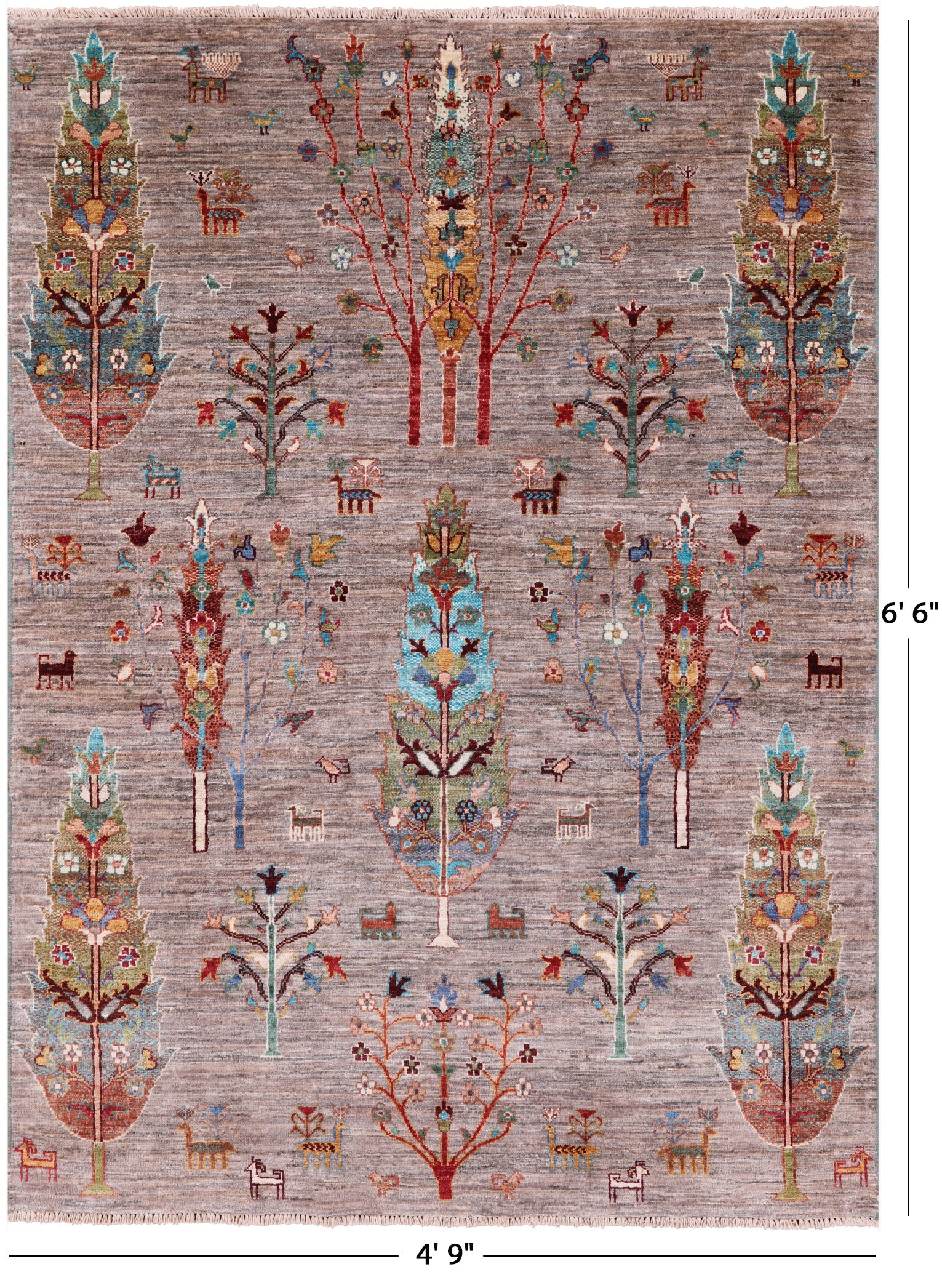Tribal Persian Gabbeh Hand Knotted Wool Rug - 4' 9" X 6' 6" - Golden Nile
