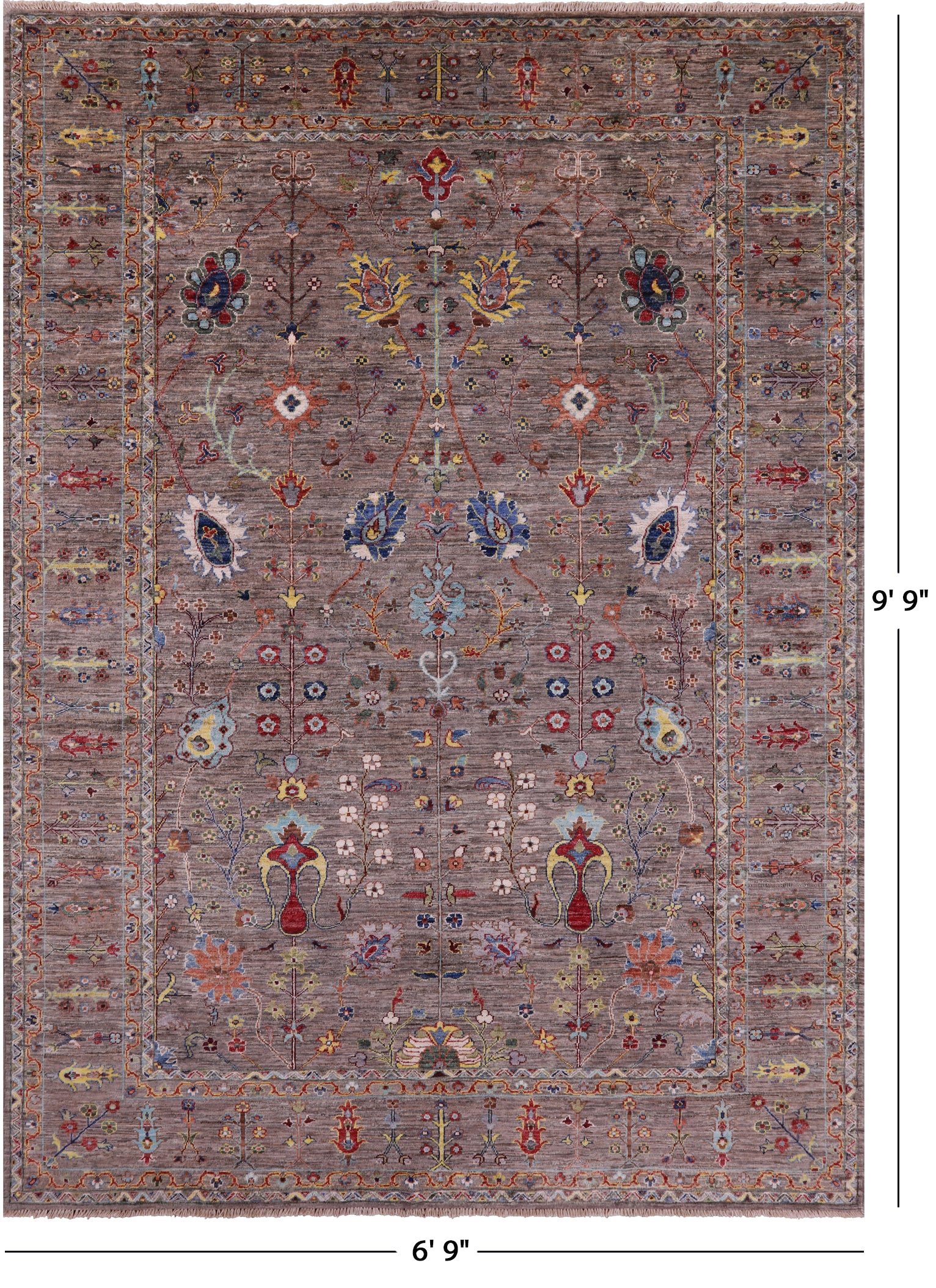 Peshawar Hand Knotted Wool Rug - 6' 9" X 9' 9" - Golden Nile
