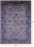 Grey Peshawar Hand Knotted Wool Rug - 6' 7" X 9' 7" - Golden Nile