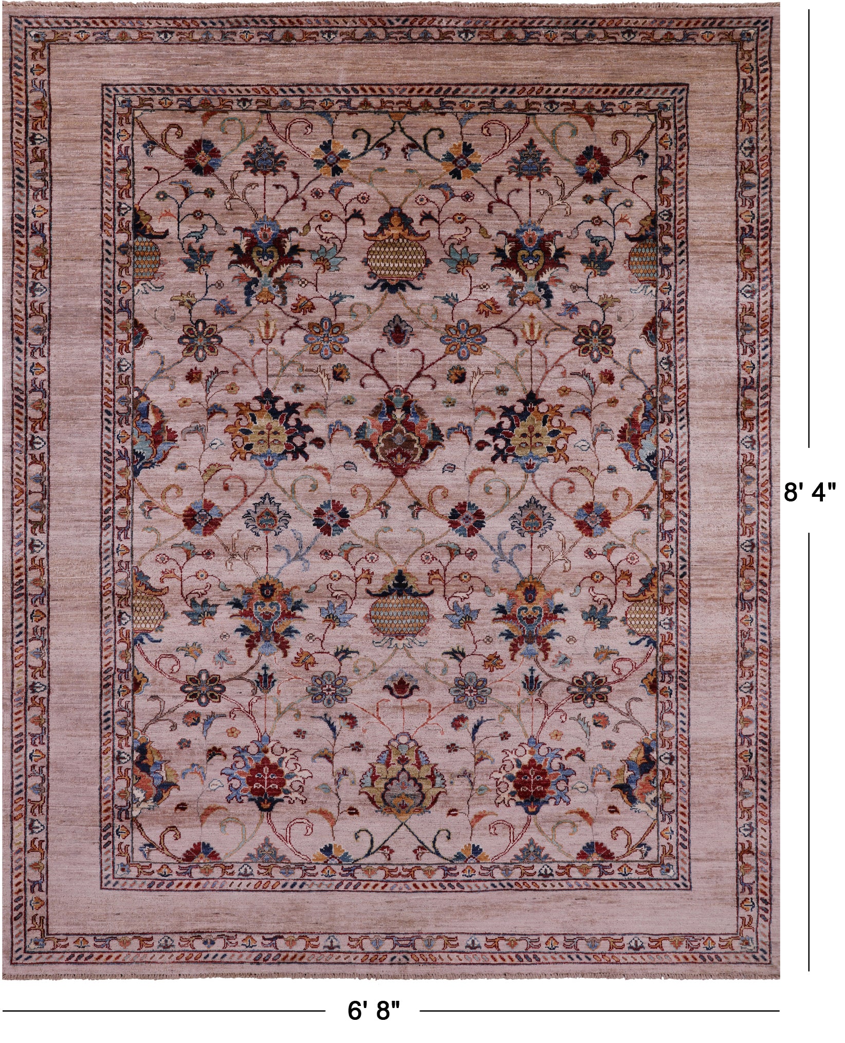 Peshawar Hand Knotted Wool Rug - 6' 8" X 8' 4" - Golden Nile