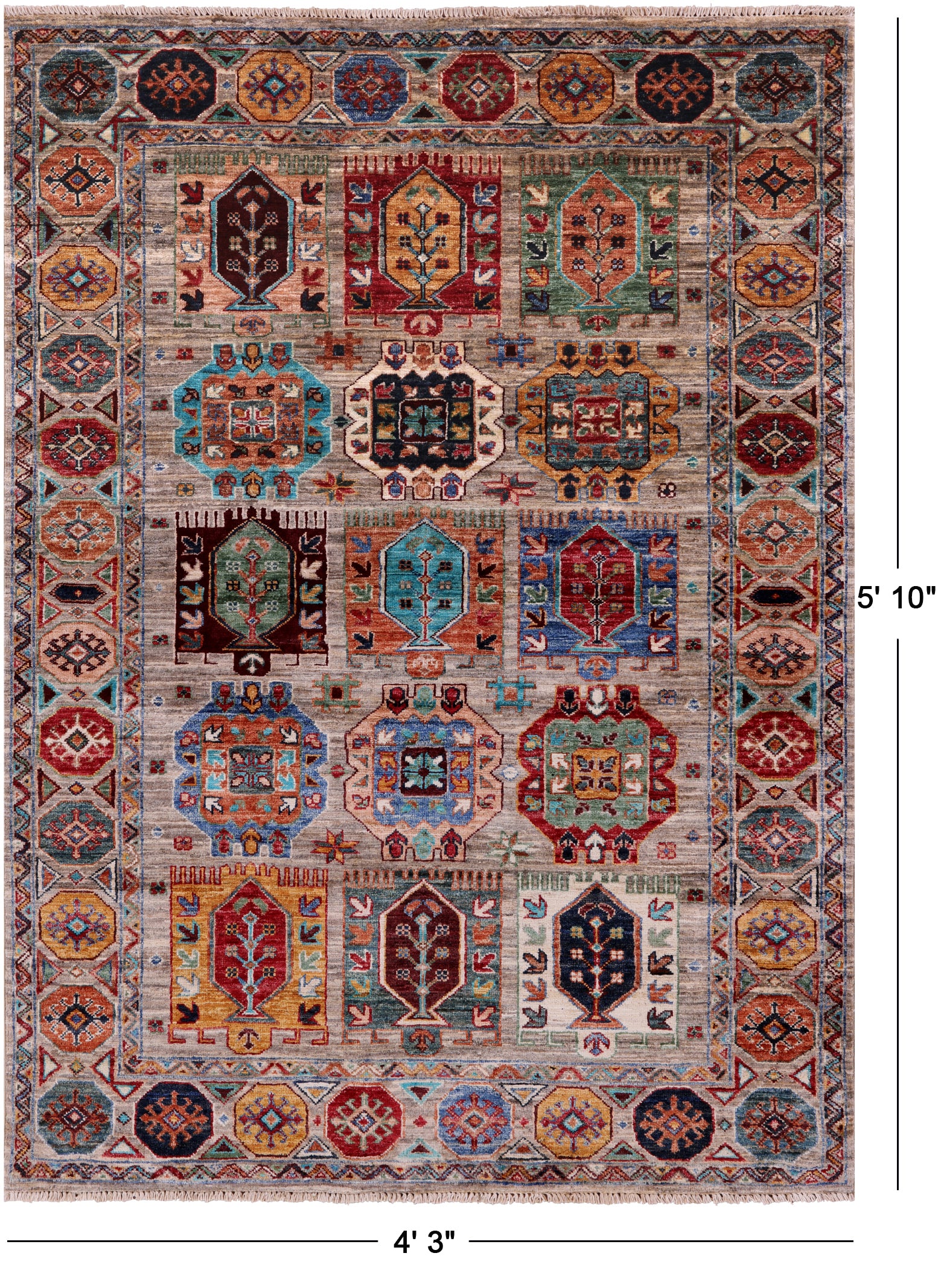 Turkmen Ersari Hand Knotted Wool Rug - 4' 3" X 5' 10" - Golden Nile