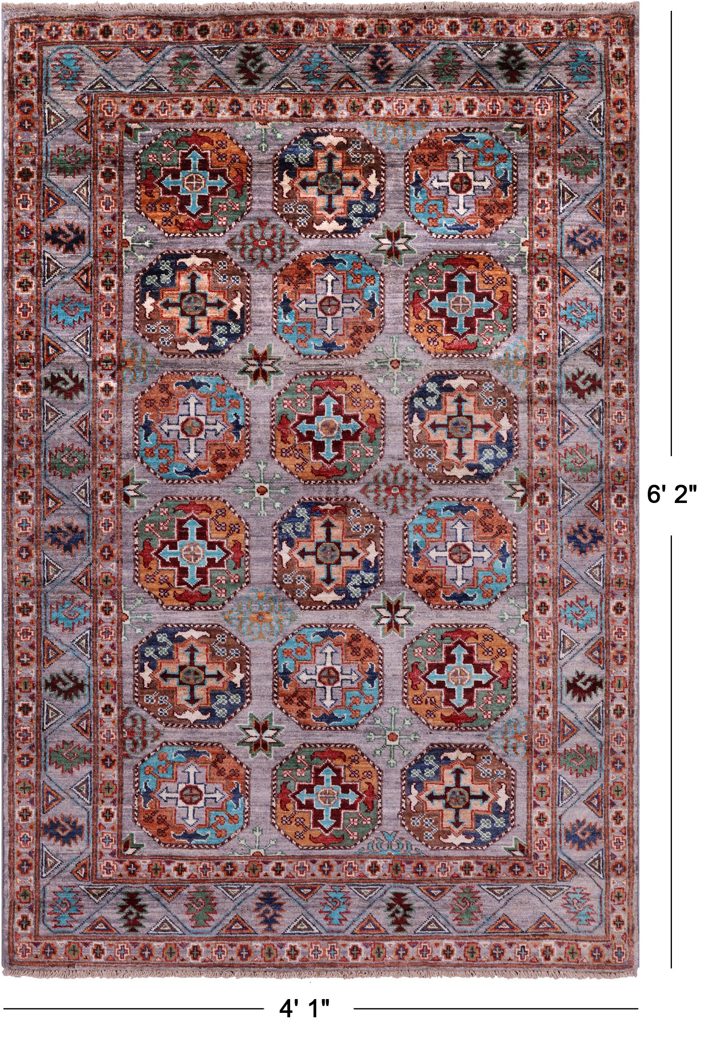Turkmen Ersari Hand Knotted Wool Rug - 4' 1" X 6' 2" - Golden Nile