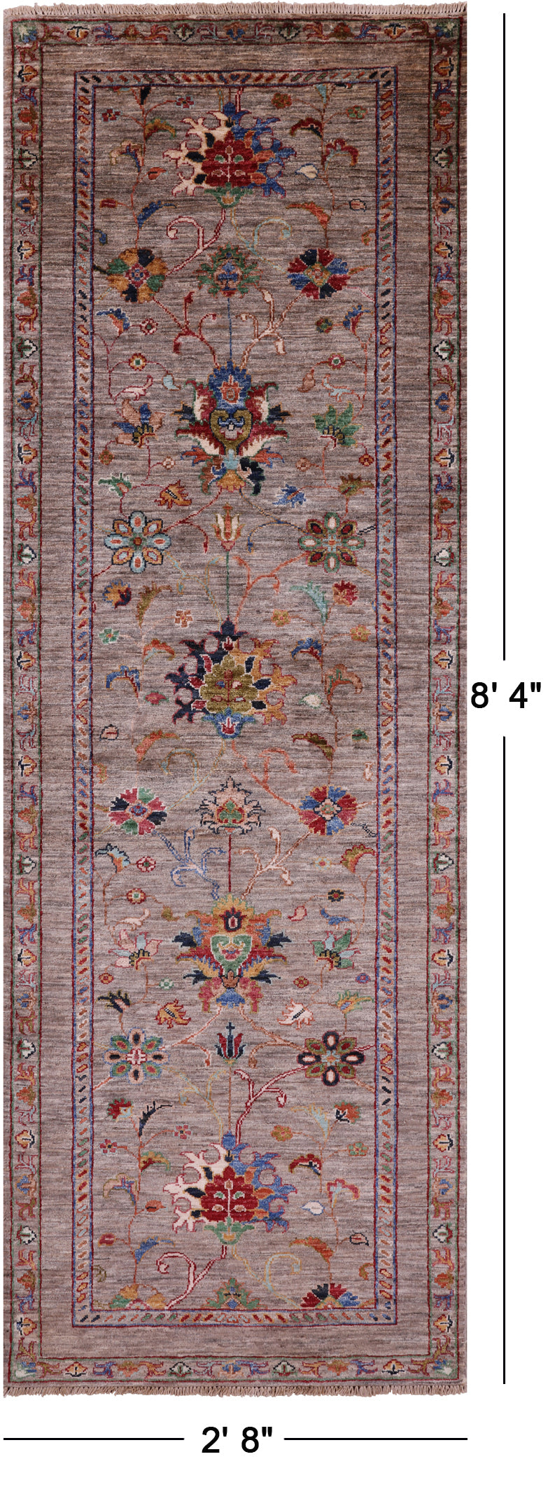 Peshawar Hand Knotted Wool Runner Rug - 2' 8" X 8' 4" - Golden Nile