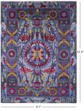 Grey William Morris Handmade Wool Area Rug - 9' 1" X 12' 2" - Golden Nile