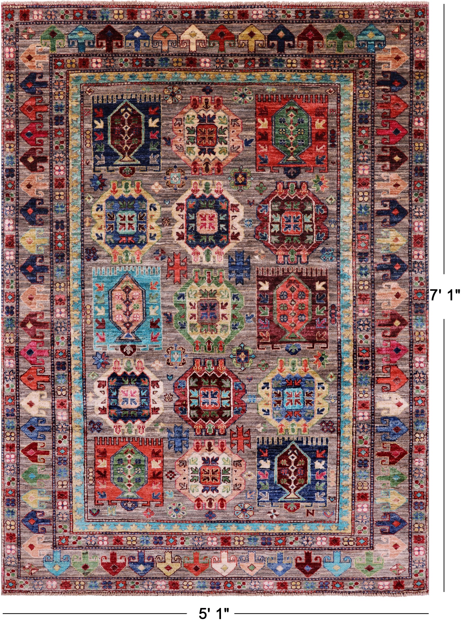 Tribal Persian Hand Knotted Wool Rug - 5' 1" X 7' 1" - Golden Nile