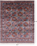 Grey Turkmen Ersari Hand Knotted Wool Rug - 5' 0" X 6' 3" - Golden Nile