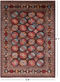 Brown Turkmen Ersari Hand Knotted Wool Rug - 5' 9" X 8' 1" - Golden Nile
