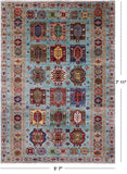 Blue Turkmen Ersari Hand Knotted Wool Rug - 5' 7" X 7' 11" - Golden Nile