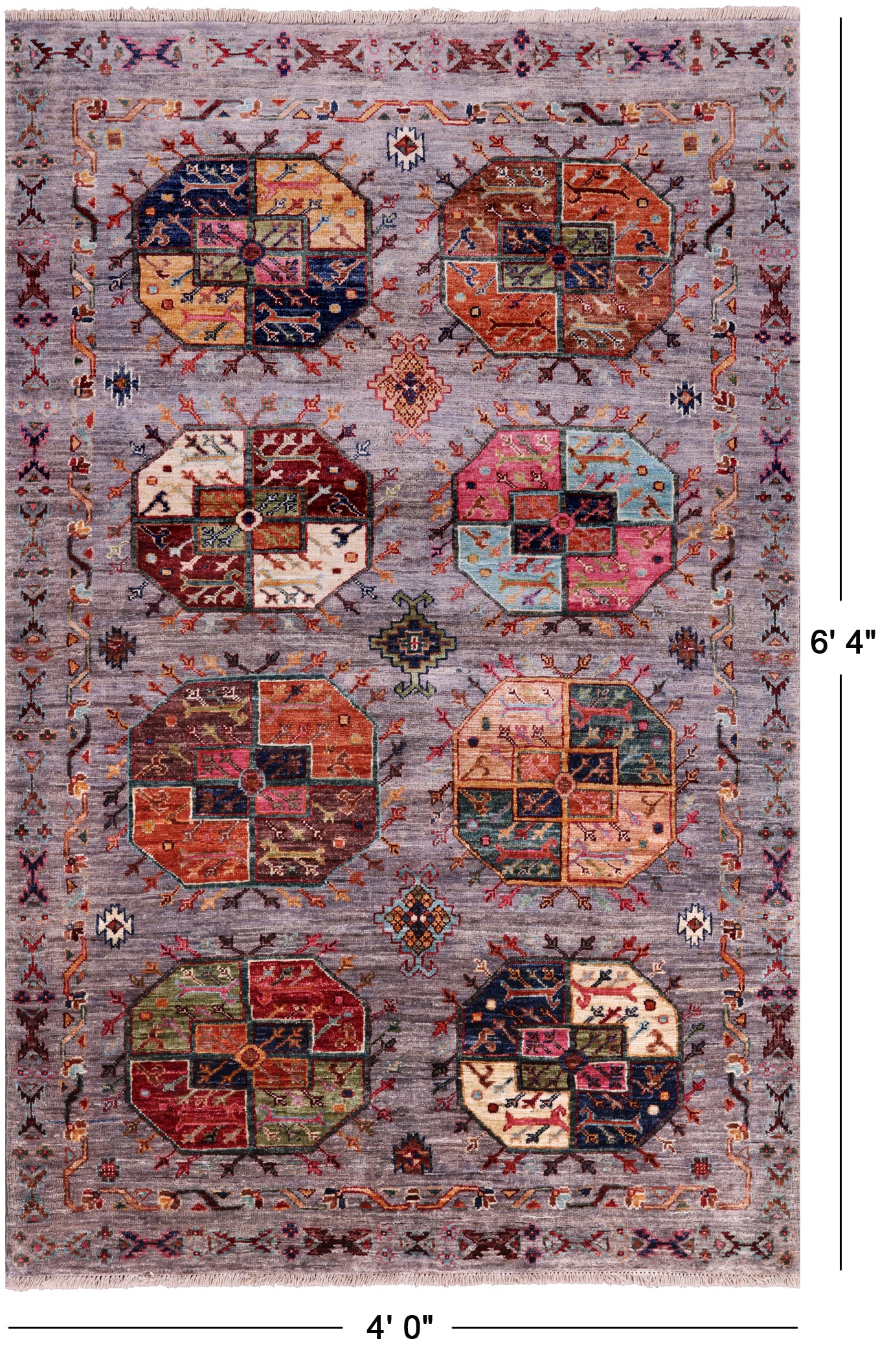 Turkmen Ersari Hand Knotted Wool Rug - 4' 0" X 6' 4" - Golden Nile