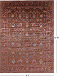 Brown Peshawar Handmade Wool Rug - 9' 0" X 12' 6" - Golden Nile