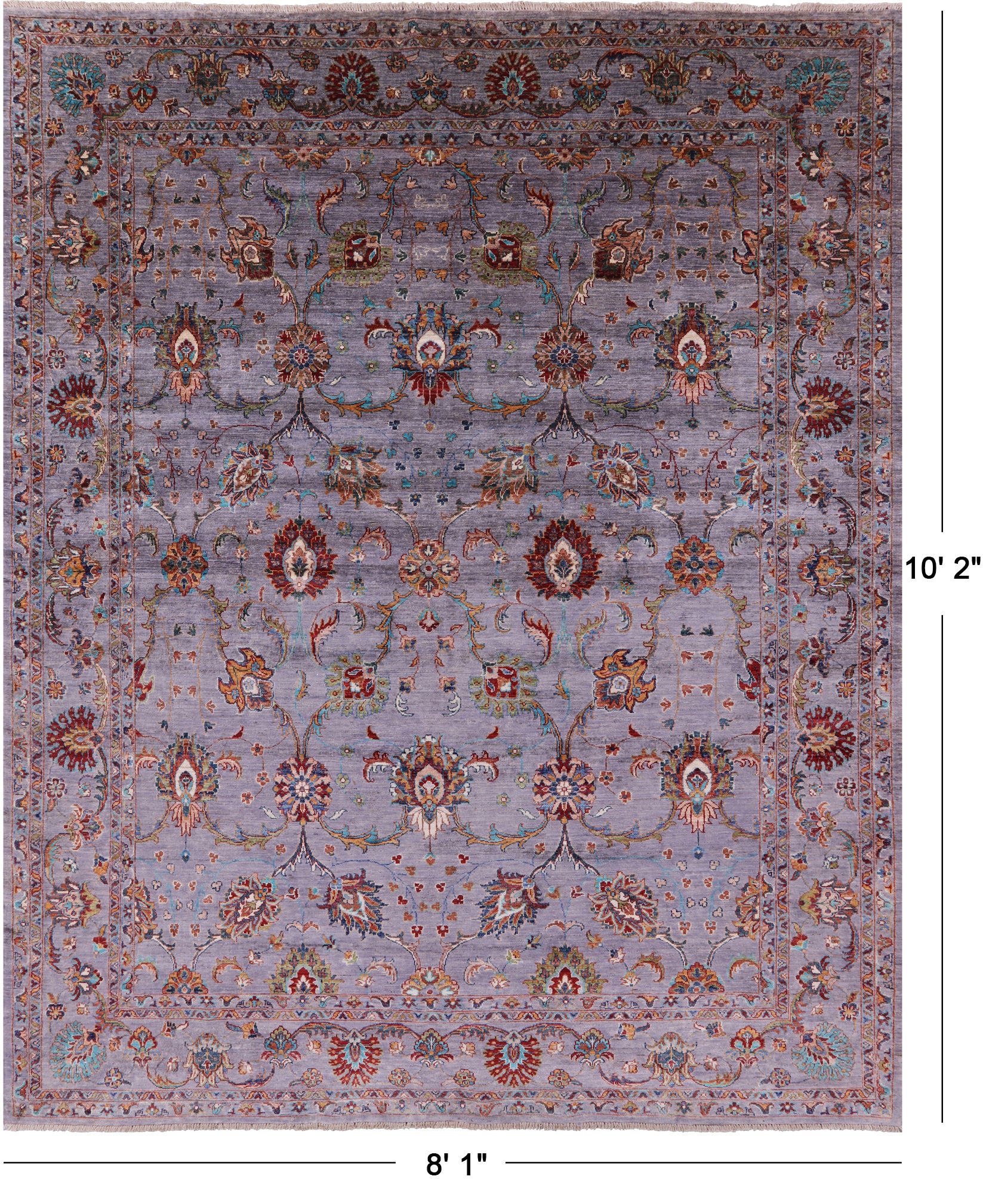 Grey Peshawar Handmade Wool Rug - 8' 1" X 10' 2" - Golden Nile