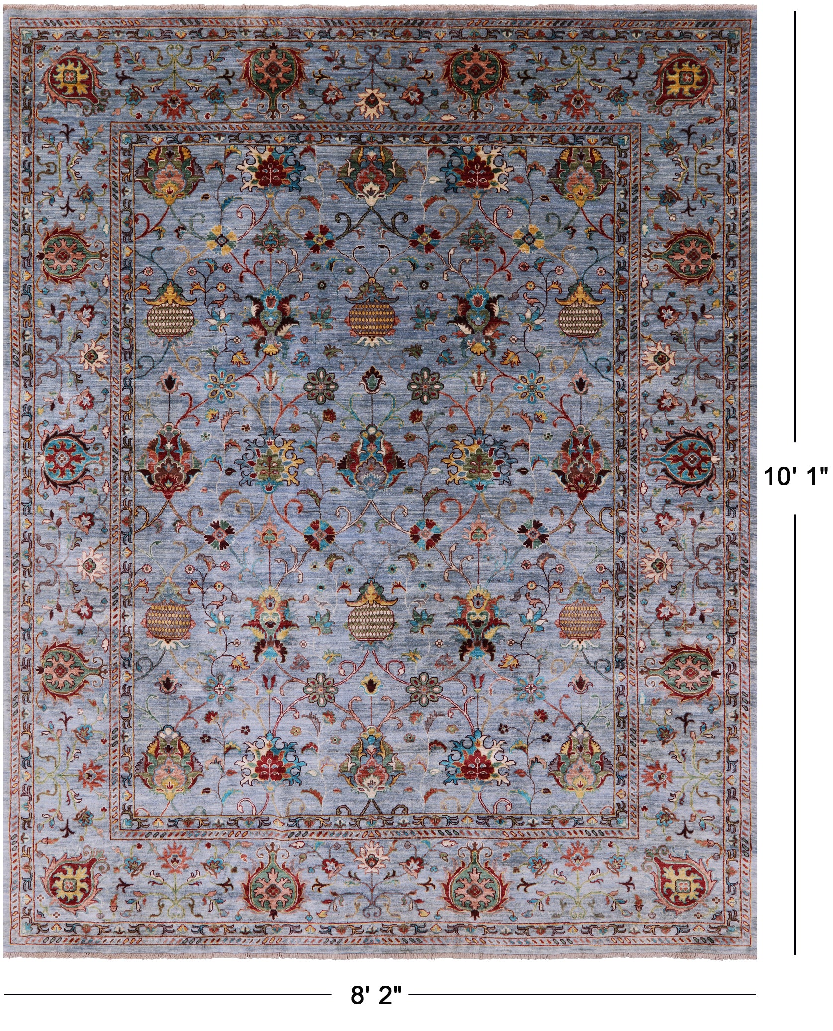 Peshawar Hand Knotted Wool Rug - 8' 2" X 10' 1" - Golden Nile