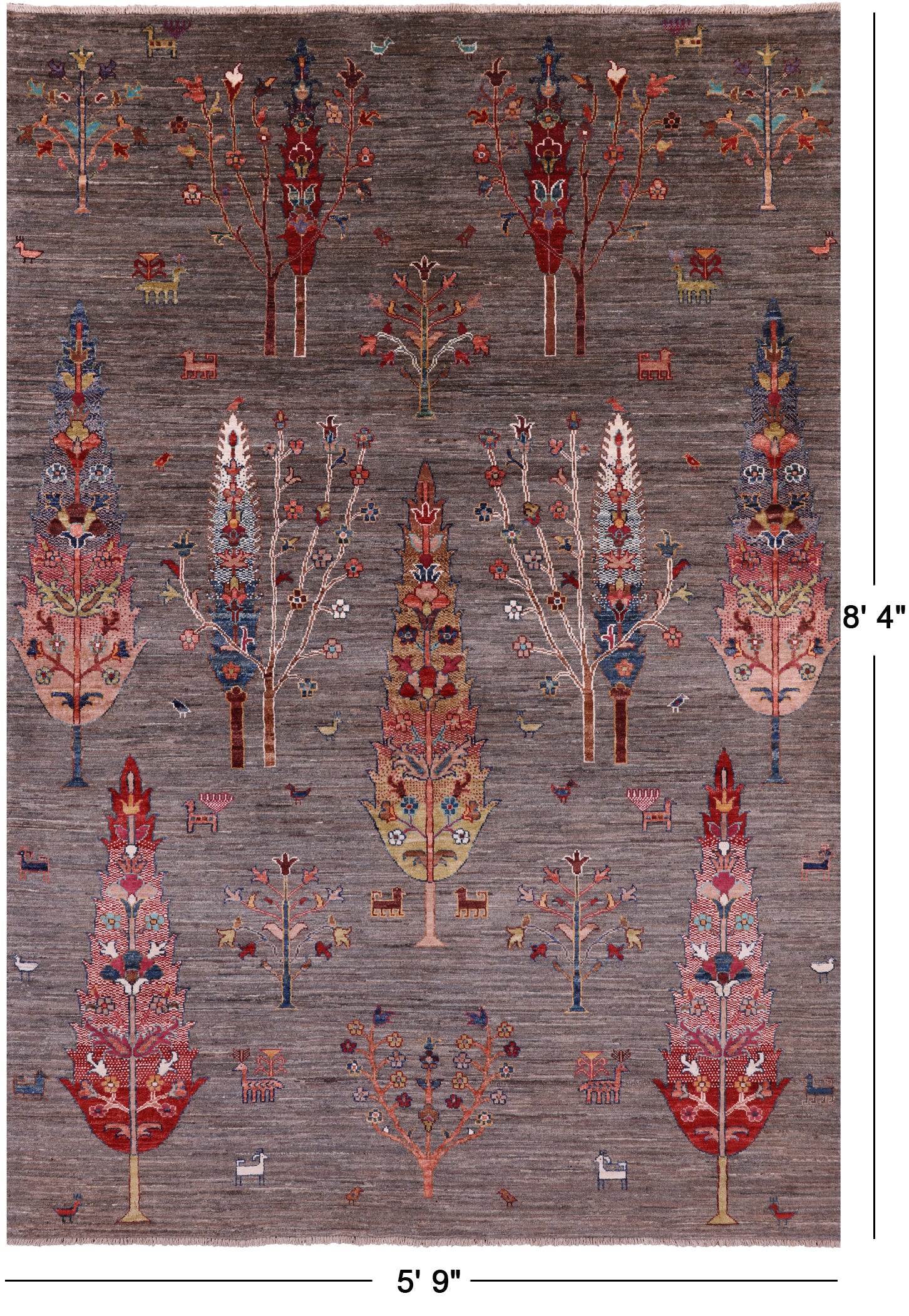 Tribal Persian Gabbeh Hand Knotted Wool Rug - 5' 9" X 8' 4" - Golden Nile