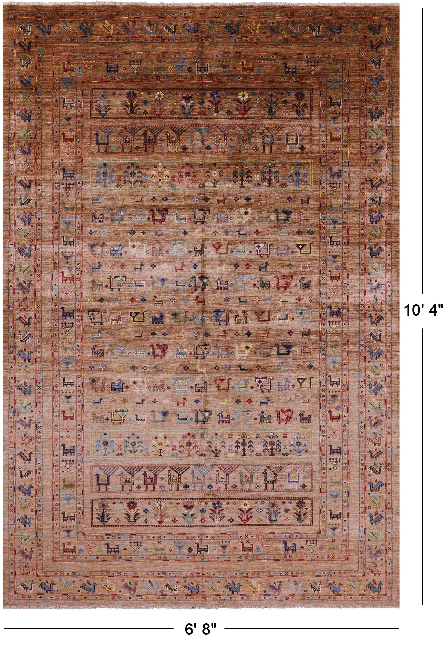 Persian Tribal Gabbeh Hand Knotted Wool Rug - 6' 8" X 10' 4" - Golden Nile