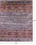 Grey Tribal Persian Gabbeh Hand Knotted Wool Rug - 8' 3" X 10' 5" - Golden Nile