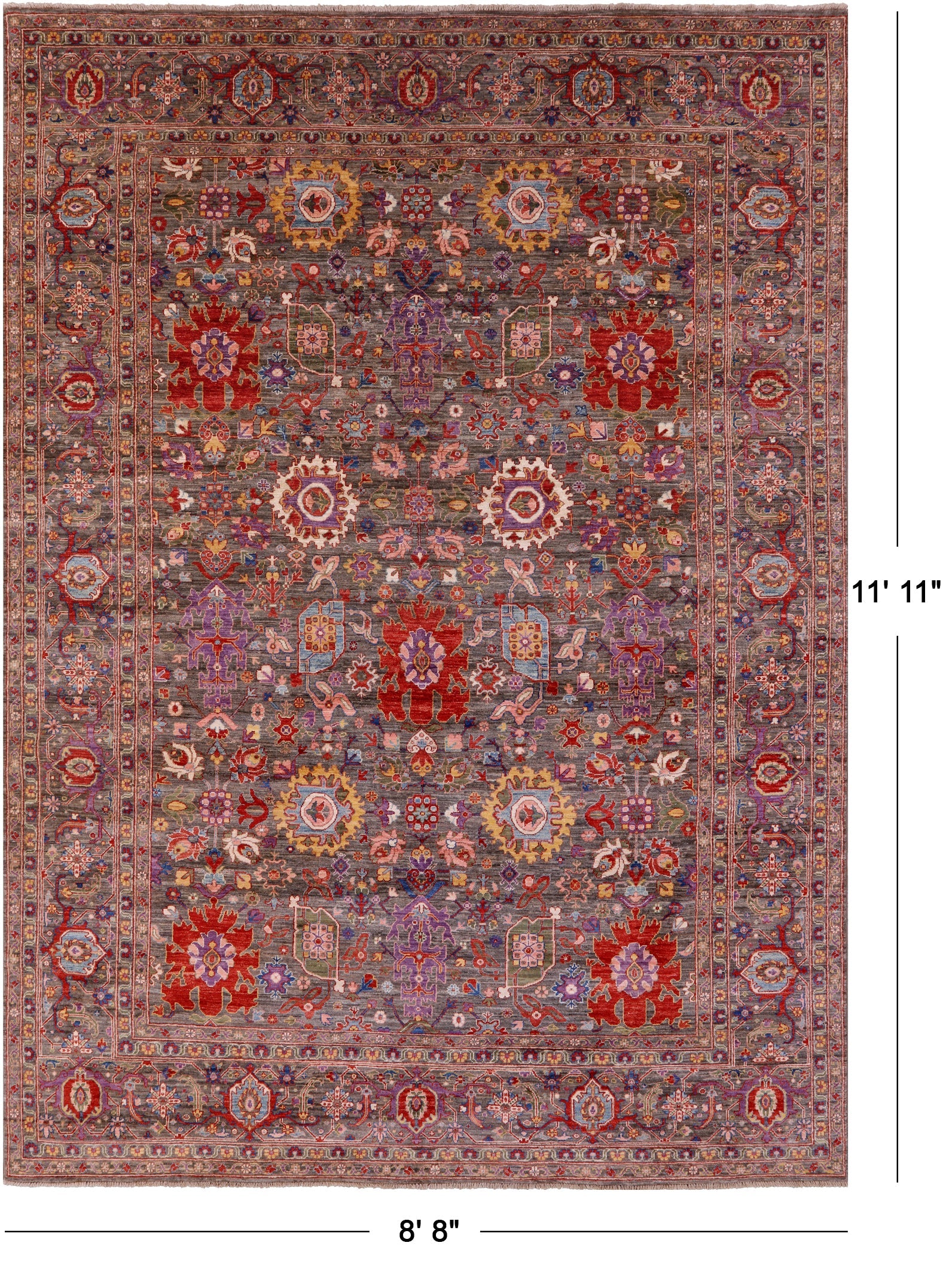 Persian Fine Serapi Hand Knotted Wool Rug - 8' 8" X 11' 11" - Golden Nile