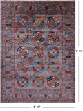 Grey Turkmen Ersari Hand Knotted Wool Rug - 5' 10" X 7' 11" - Golden Nile