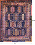 Blue Persian Fine Serapi Hand Knotted Wool Rug - 8' 11" X 11' 10" - Golden Nile