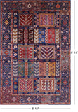 Blue Persian Fine Serapi Hand Knotted Wool Rug - 5' 11" X 8' 11" - Golden Nile