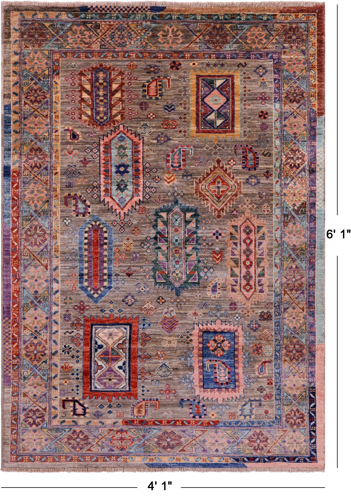 Persian Fine Serapi Hand Knotted Wool Rug - 4' 1" X 6' 1" - Golden Nile