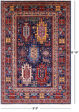 Blue Persian Fine Serapi Handmade Wool Rug - 6' 0" X 8' 10" - Golden Nile