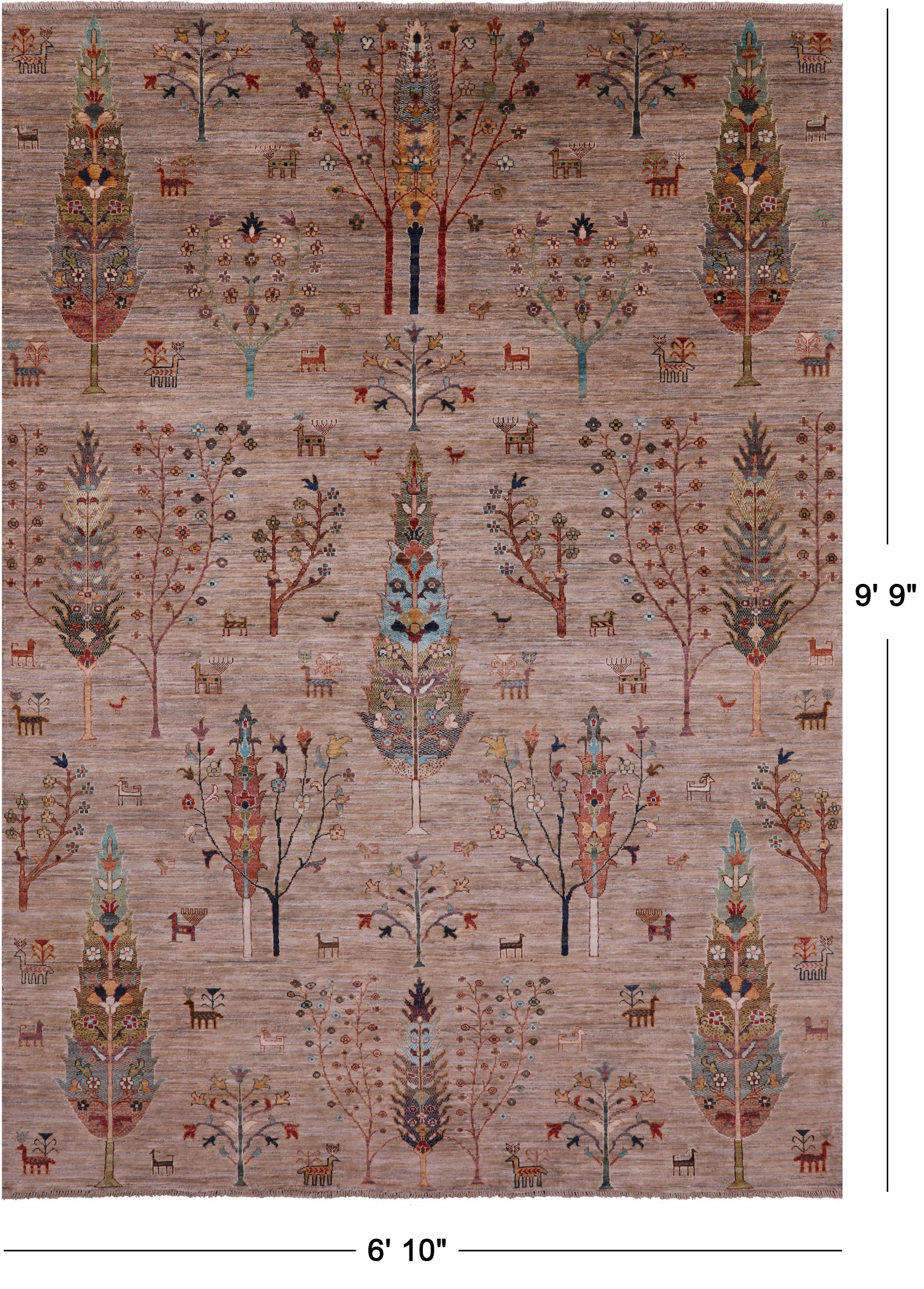 Persian Tribal Gabbeh Hand Knotted Wool Rug - 6' 10" X 9' 9" - Golden Nile