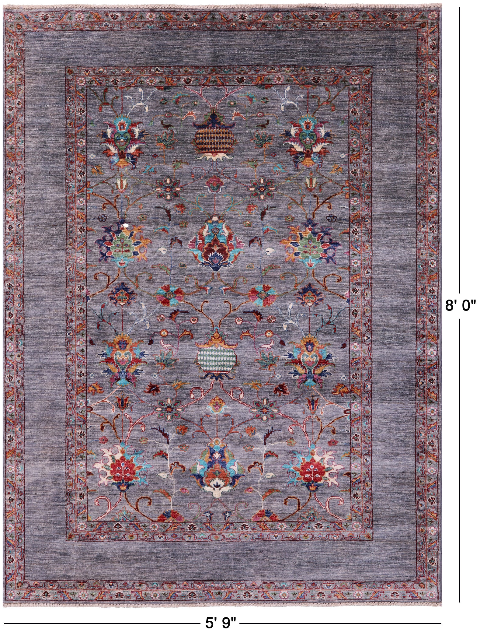 Peshawar Hand Knotted Wool Rug - 5' 9" X 8' 0" - Golden Nile