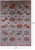 Grey Turkmen Ersari Hand Knotted Wool Rug - 6' 8" X 10' 0" - Golden Nile