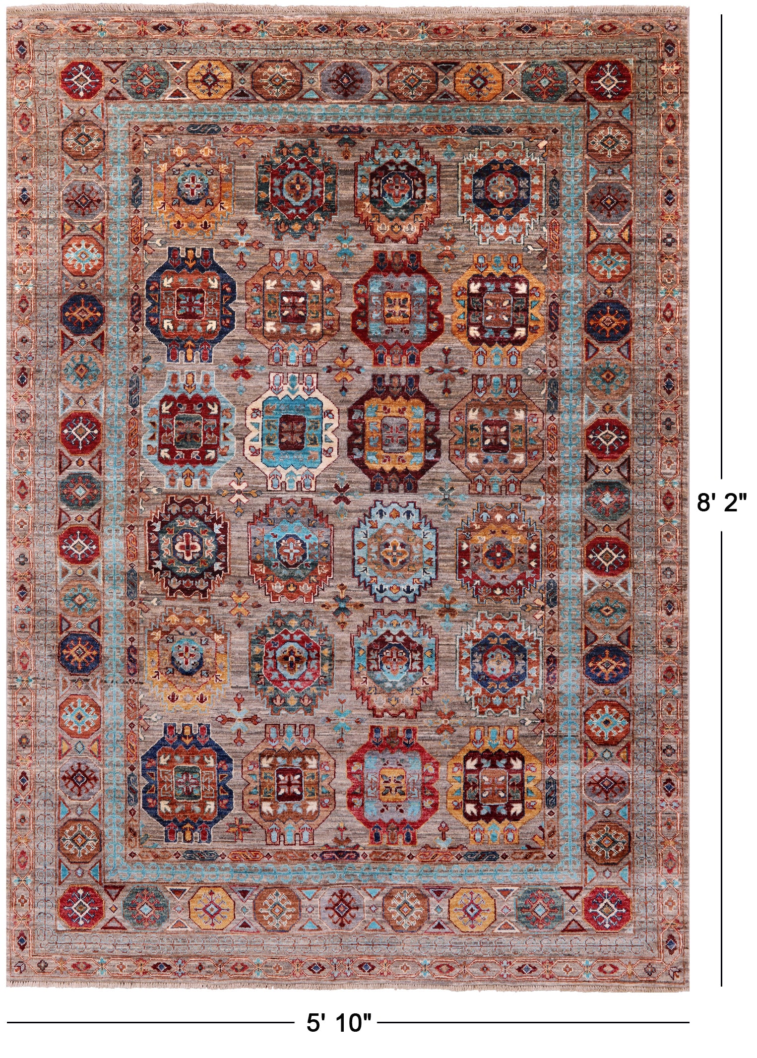 Turkmen Ersari Hand Knotted Wool Rug - 5' 10" X 8' 2" - Golden Nile