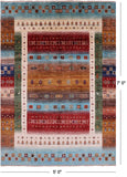 Tribal Persian Gabbeh Hand Knotted Wool Rug - 5' 0" X 7' 0" - Golden Nile