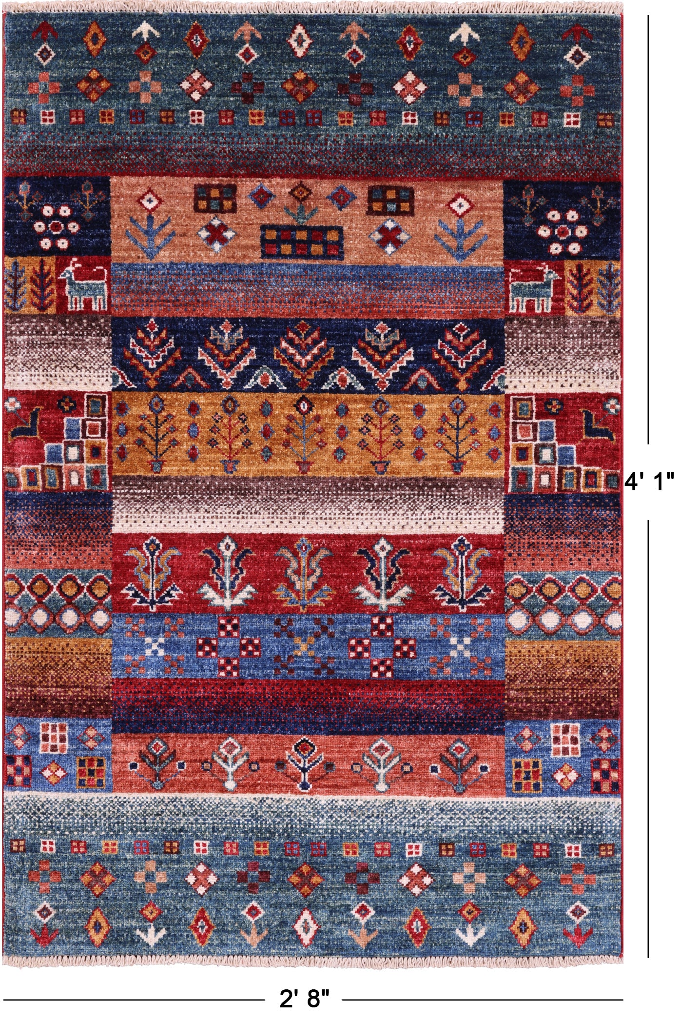 Tribal Persian Gabbeh Hand Knotted Wool Rug - 2' 8" X 4' 1" - Golden Nile