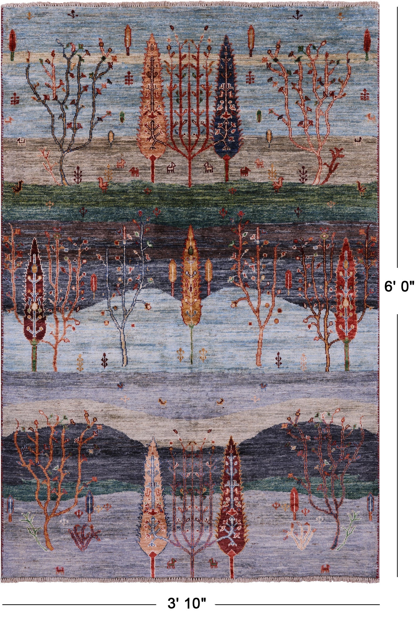 Tribal Persian Gabbeh Hand Knotted Wool Rug - 3' 10" X 6' 0" - Golden Nile