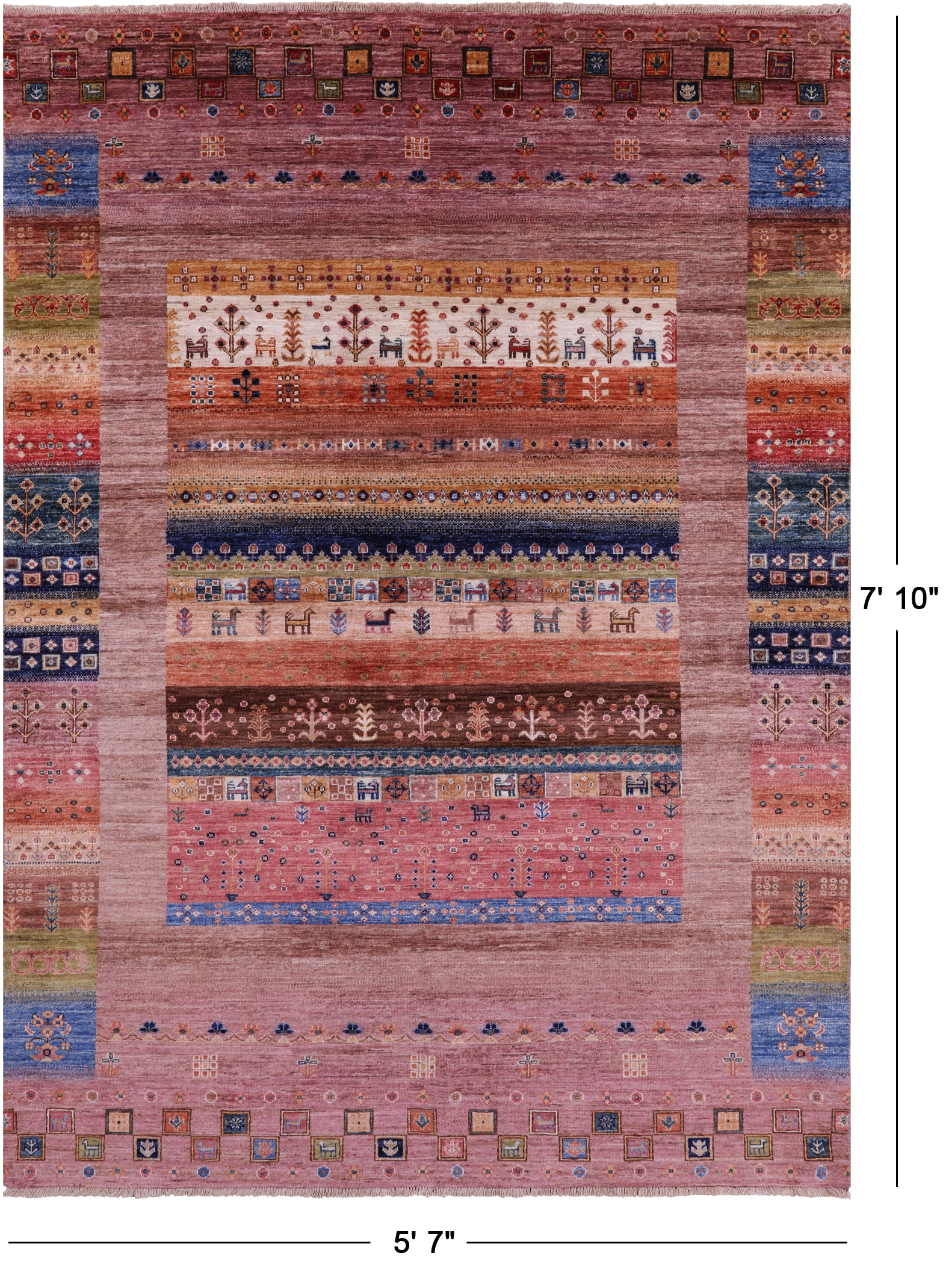 Tribal Persian Gabbeh Handmade Wool Rug - 5' 7" X 7' 10" - Golden Nile