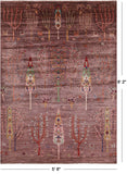 Brown Tribal Persian Gabbeh Hand Knotted Wool Rug - 5' 8" X 8' 2" - Golden Nile