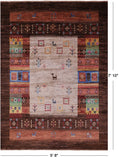 Brown Tribal Persian Gabbeh Hand Knotted Wool Rug - 5' 8" X 7' 10" - Golden Nile