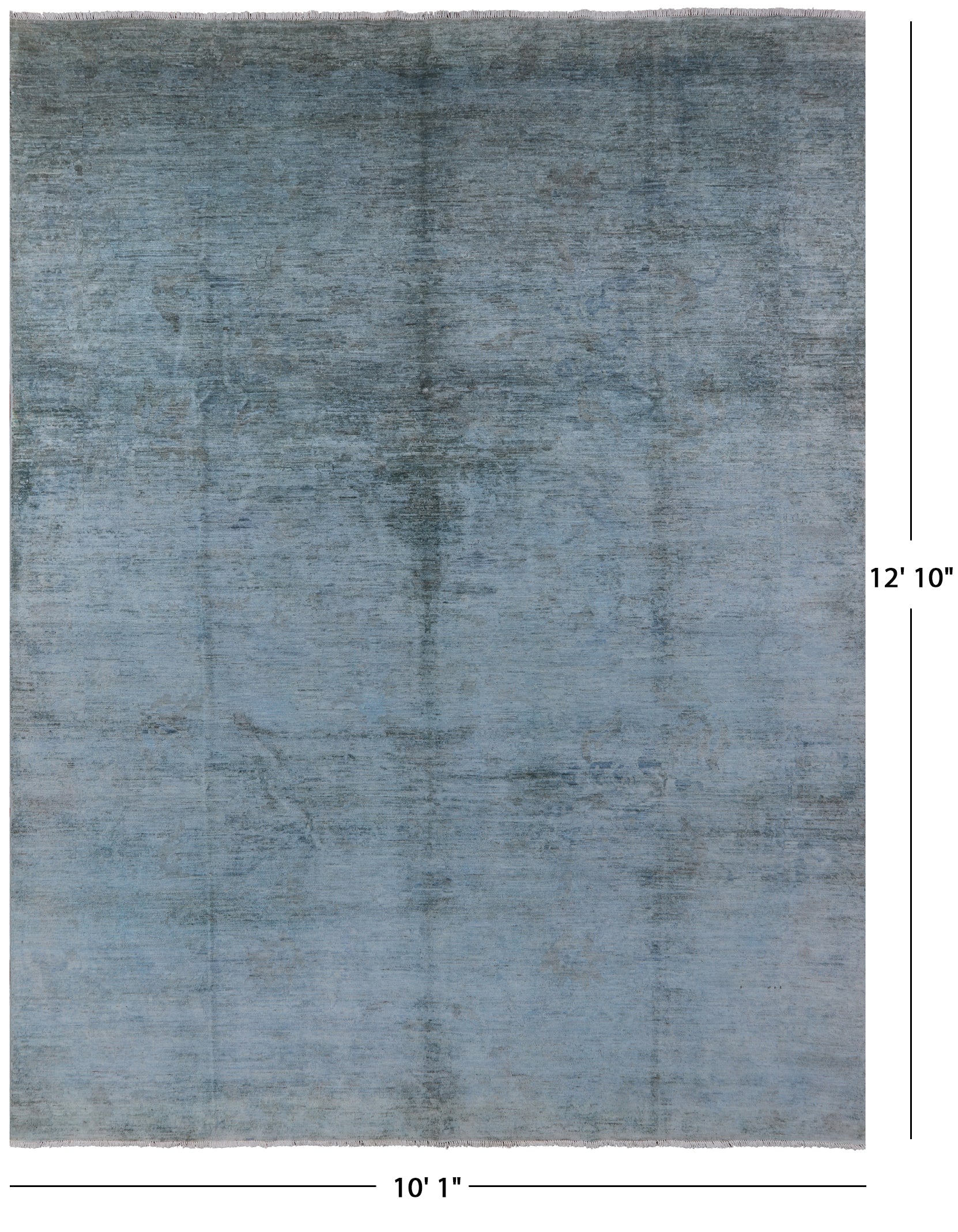 Full Pile Overdyed Hand Knotted Wool Area Rug - 10' 1" X 12' 10" - Golden Nile