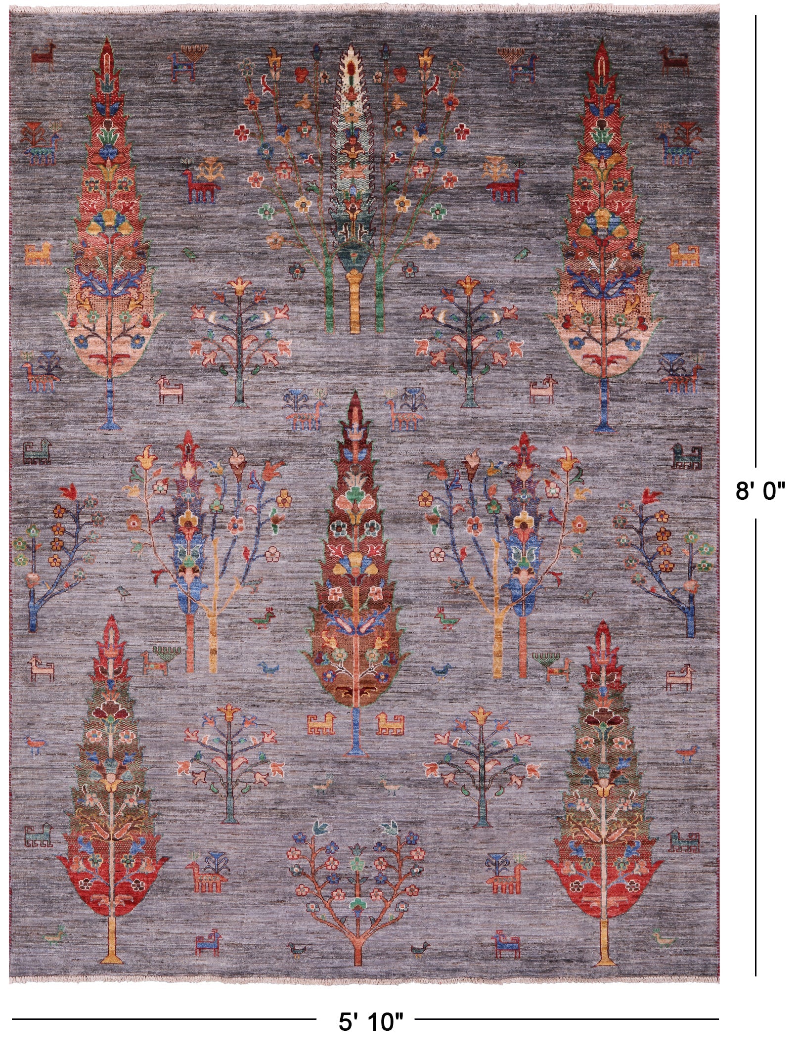Grey Tribal Persian Gabbeh Handmade Wool Rug - 5' 10" X 8' 0" - Golden Nile