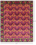 Pink William Morris Hand Knotted Wool Area Rug - 8' 1" X 10' 1" - Golden Nile