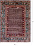 Antiqued Pazyryk Historical Design Hand Knotted Wool Rug - 5' 8" X 7' 10" - Golden Nile