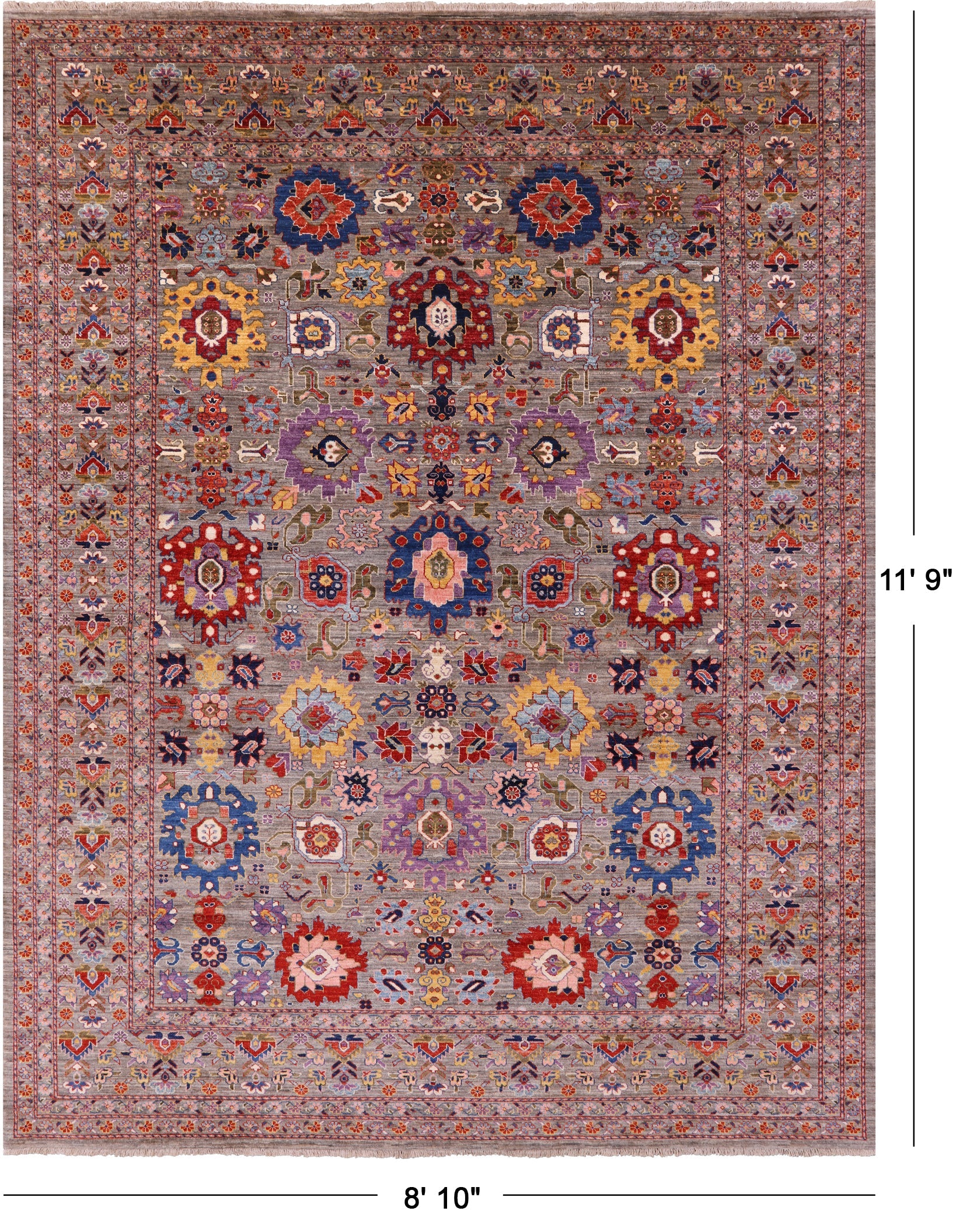 Persian Fine Serapi Hand Knotted Wool Rug - 8' 10" X 11' 9" - Golden Nile